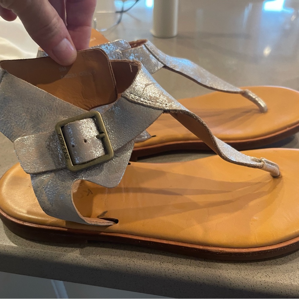 Kork ease sandals. Size 9.  Great condition. Silver metallic.